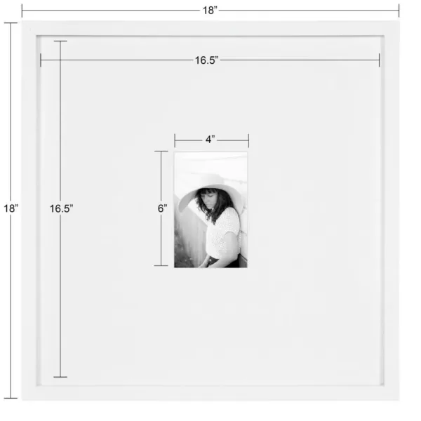 DesignOvation Gallery 17 in. x 17 in. matted to 4 in. x 6 in. White Picture Frame