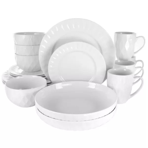 Elama 18-Piece Sienna White Porcelain Dinnerware Set (Service for 4)