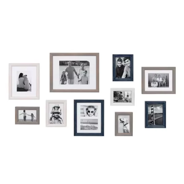 Kate and Laurel Bordeaux Multicolored Gray, Blue and White Picture Frame (Set of 10)