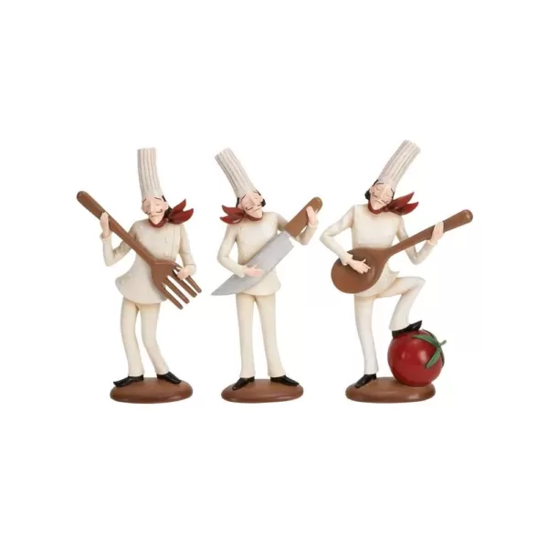 LITTON LANE 14 in. Polystone Musician Bistro Chef Decors (Set of 3)