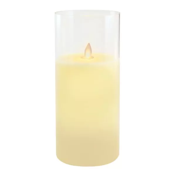 LUMABASE Battery Operated 10 in. Glass Hurricane Candle with Moving Flame