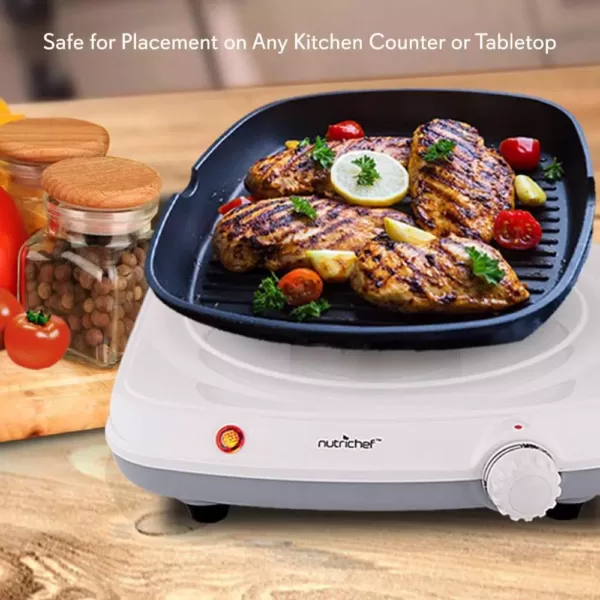 NutriChef White Electric Countertop Burner - Buffet Hot Plate Burner with Adjustable Temperature