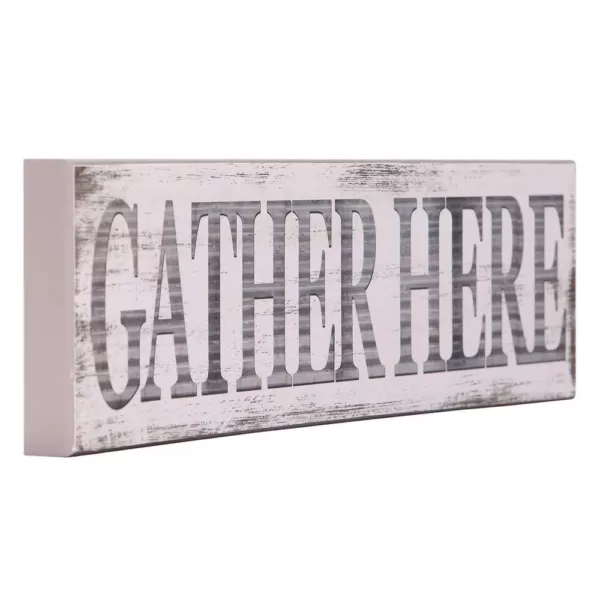 Pinnacle 6 in. x 36 in. Gather Here Rustic Wood Wall Art