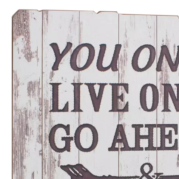 Stonebriar Collection 15.5 in. x 15.5 in. Weathered White Wood "Live your Adventure" Wall Art