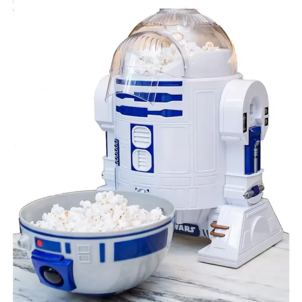 Uncanny Brands 2 oz. Kernel Capacity in Blue/White with Fully Operational Droid Kitchen Appliance Star Wars R2D2 Popcorn Maker