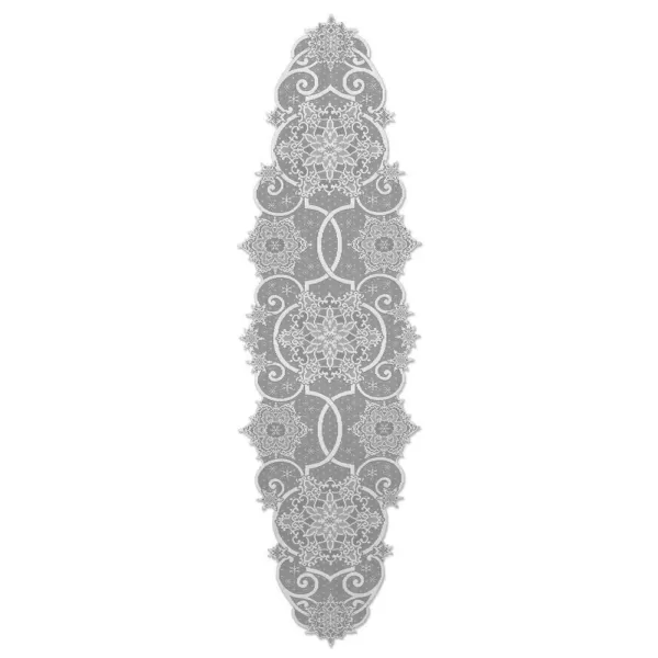 Heritage Lace Snowflake 19 in. W x 65 in. L White Floral Polyester Table Runner