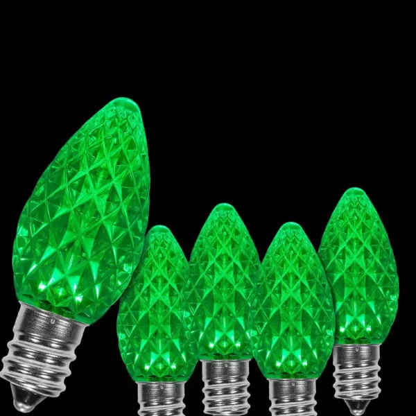 Wintergreen Lighting OptiCore C7 LED Green Faceted Christmas Light Bulbs (25-Pack)