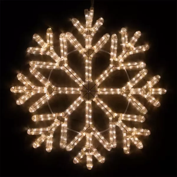 Wintergreen Lighting 24 in. 380-Light LED Warm White 40 Point Hanging Snowflake Decor