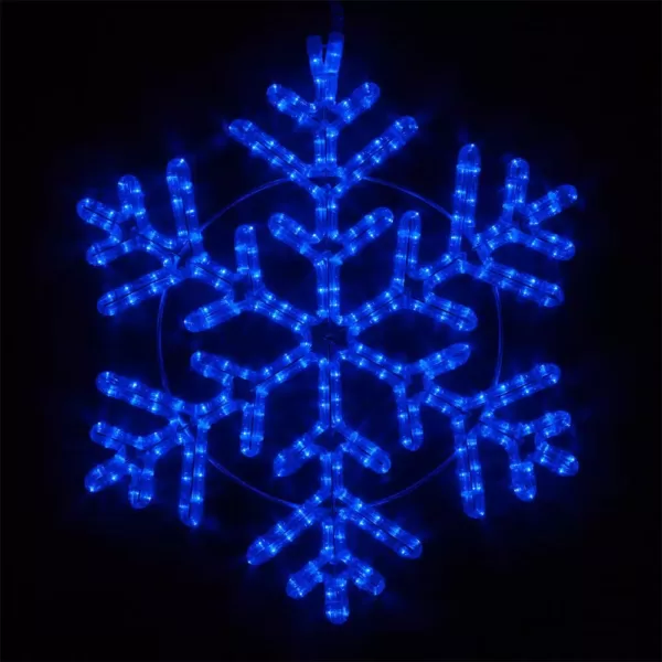 Wintergreen Lighting 24 in. 314-Light LED Blue Hanging Snowflake Decor