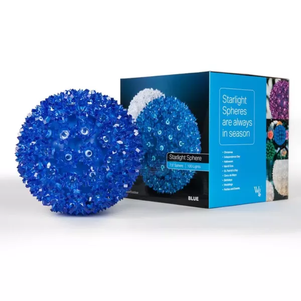 Wintergreen Lighting 7.5 in. 120-Light LED Blue Decorative Starlight Sphere