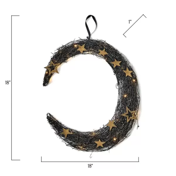 Worth Imports 18 in. Hanging Crescent Moon with White Lights