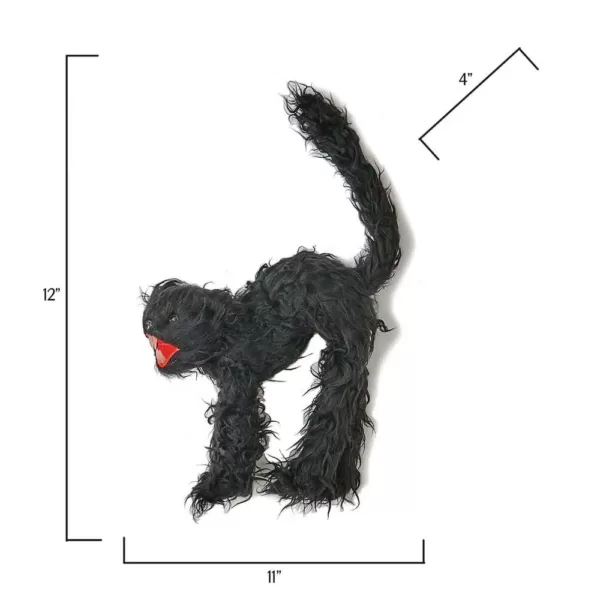 Worth Imports 12 in. Black Scary Fury Cat (Set of 2)