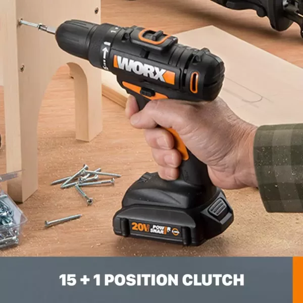 Worx POWER SHARE 20-Volt Lithium-Ion Cordless 3/8 in. 2-Speed Drill Driver (Tool-Only)