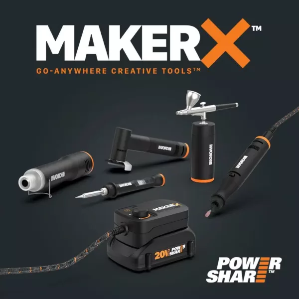 Worx MakerX 20-Volt Angle Grinder Rotary Tool Attachment and 4 Accessories (Tool-Only)