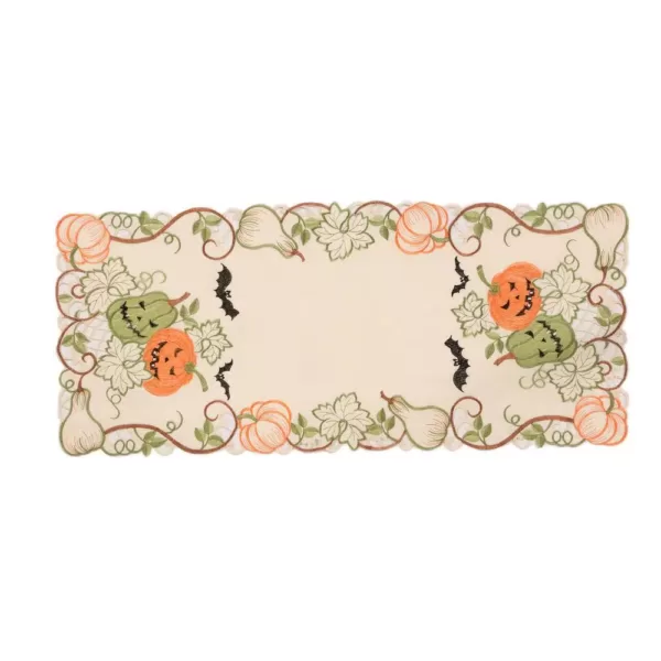 Xia Home Fashions 0.1 in. H x 15 in. W x 34 in. D Halloween Jack-O-Lanterns Embroidered Cutwork Table Runner