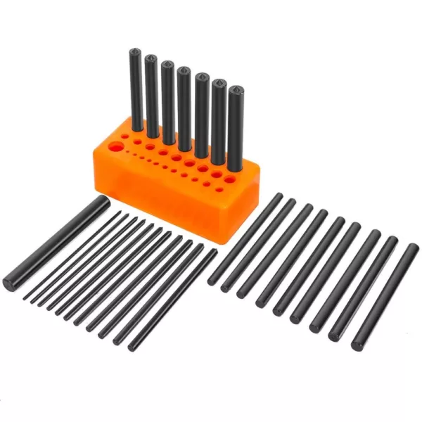 XtremepowerUS Center Punch Set Steel Transfer Punch Machinist Thread Tool Kit Set (28-Piece)