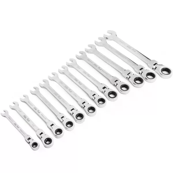 XtremepowerUS Flex-Head SAE and MM Ratcheting Combination Wrench Set (12-Piece)