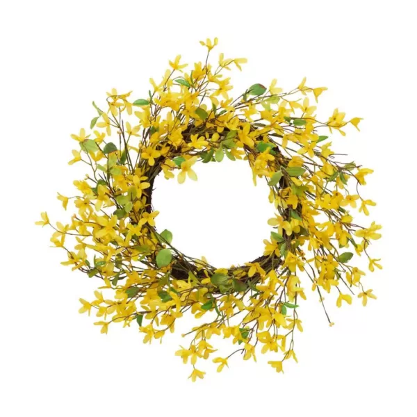 Gerson 24 in. Dia Yellow Forsythia Wreath