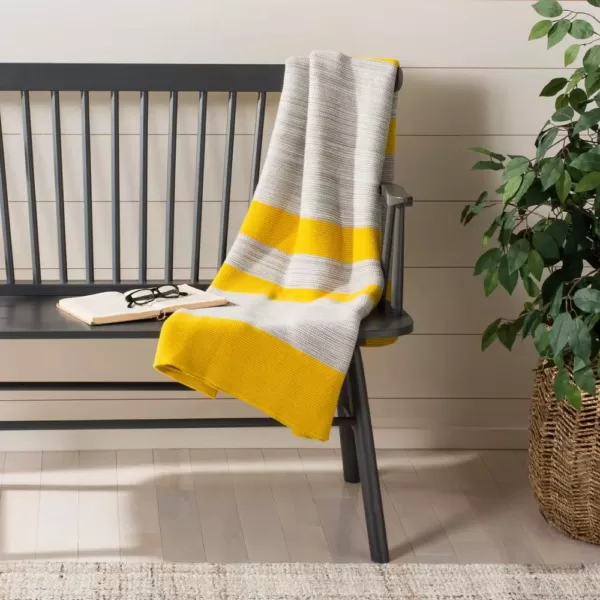 Safavieh Sun Yellow/Light Grey Throw Blanket