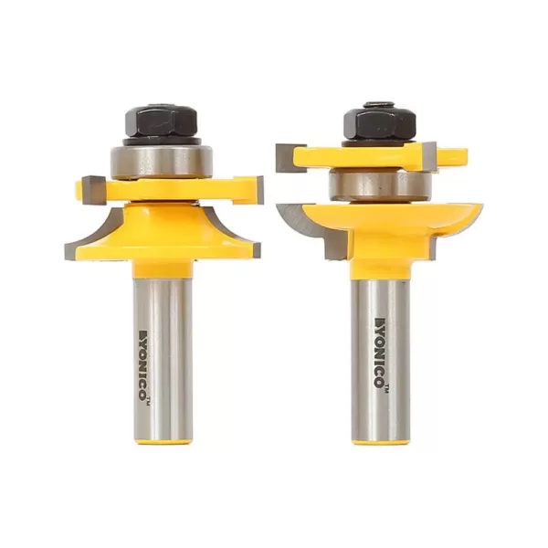 Yonico Rail and Stile Round Over 1/2 in. Shank Carbide Tipped Router Bit Set (2-Piece)