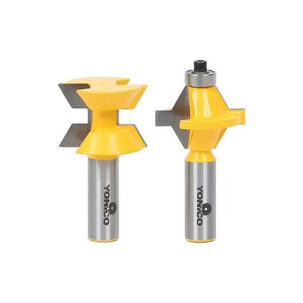 Yonico Tongue and Groove Edge Banding up to 1 in. Stock 1/2 in. Shank Carbide Tipped Router Bit Set (2-Piece)